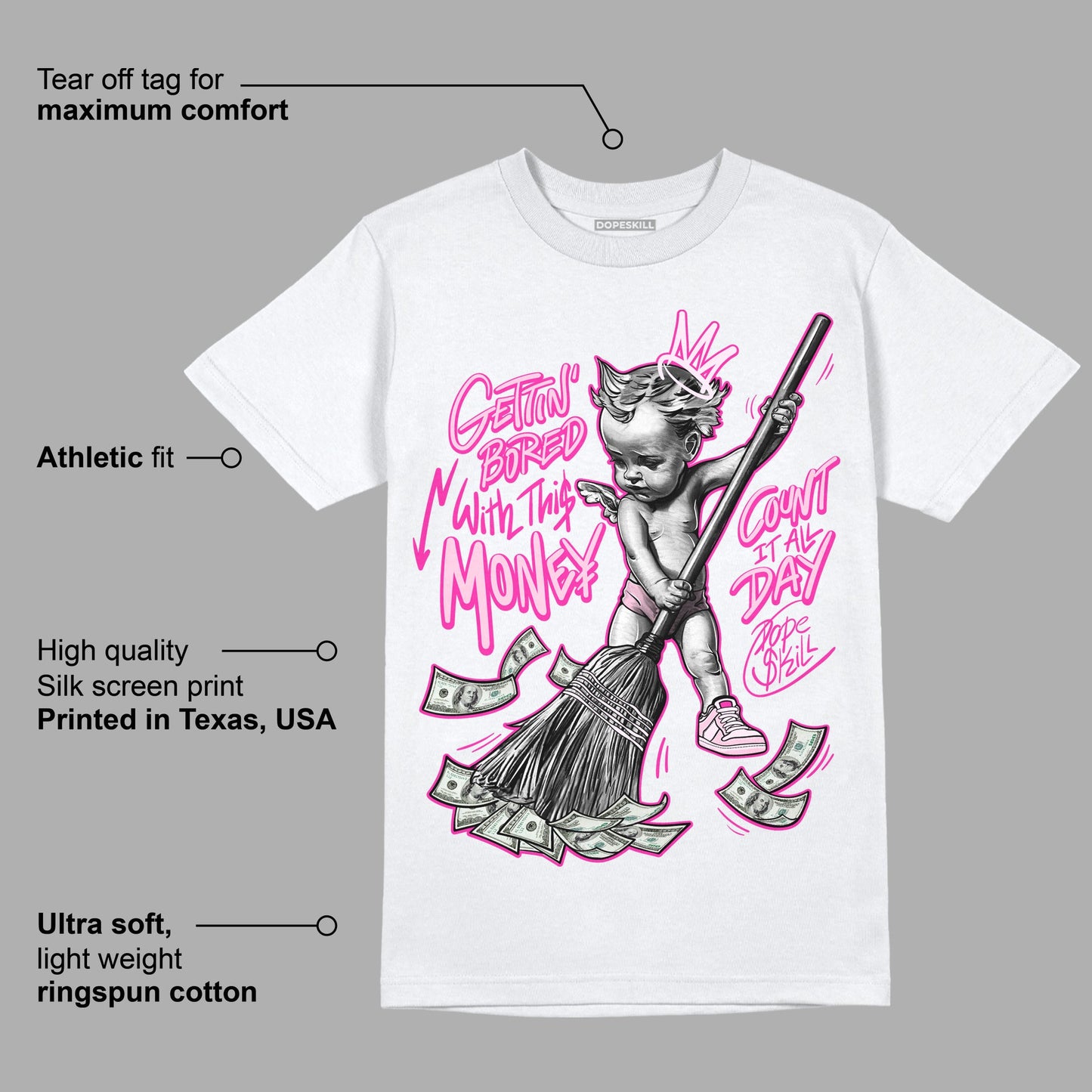 Triple Pink Dunk Low DopeSkill T-Shirt Gettin Bored With This Money Graphic