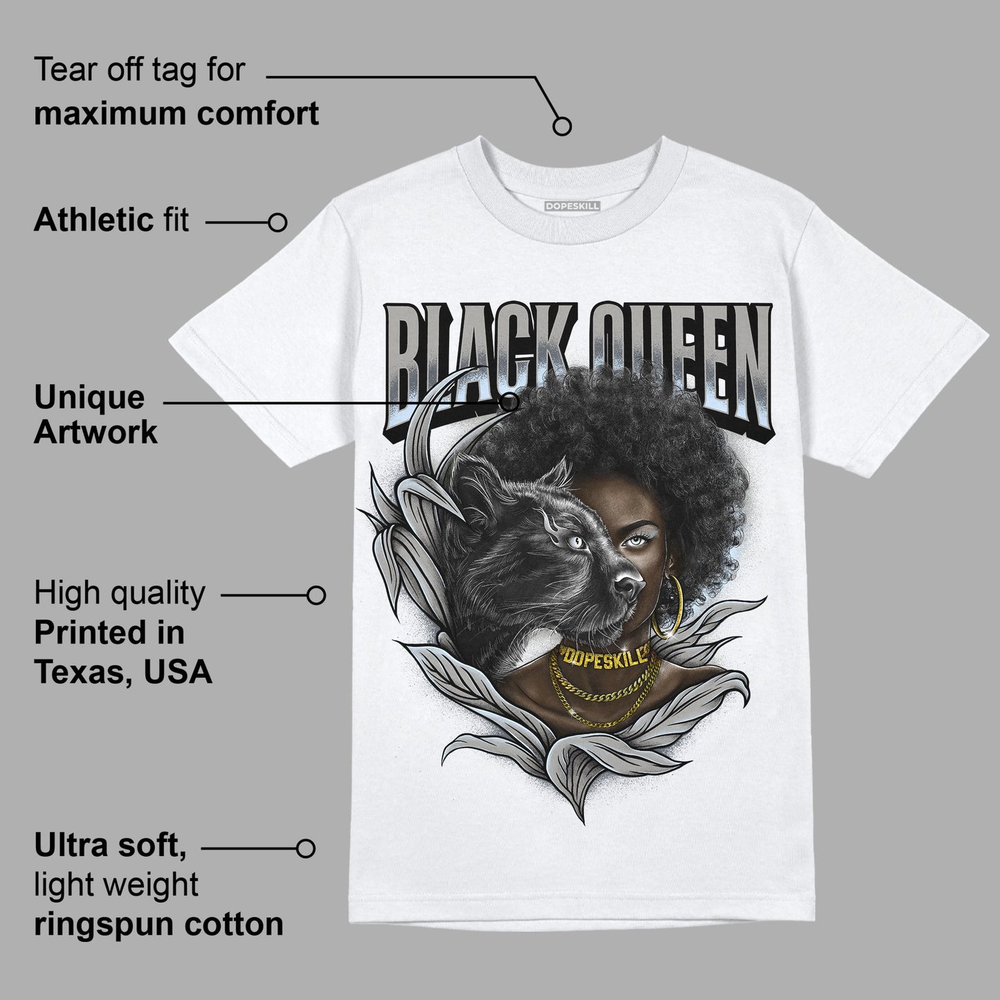 Cool Grey 6s DopeSkill T-Shirt New Black Queen Graphic