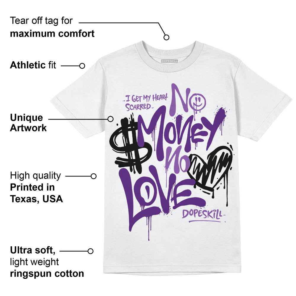 Field Purple 12s DopeSkill T-Shirt No Money No Love Typo Graphic