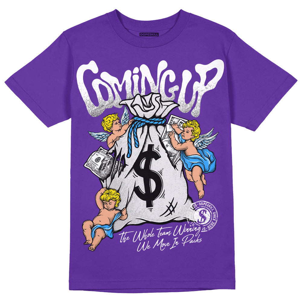 PURPLE Collection DopeSkill Purple T-shirt Money Bag Coming Up Graphic