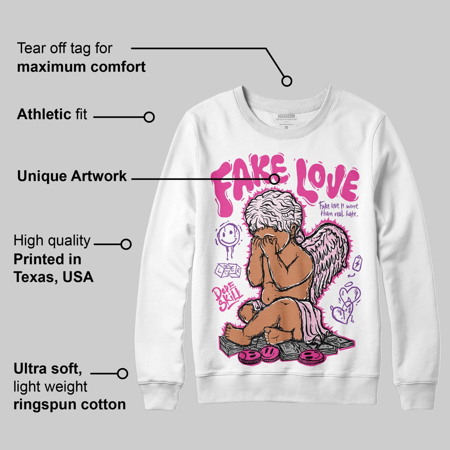 Pink Collection DopeSkill Sweatshirt False Love Graphic
