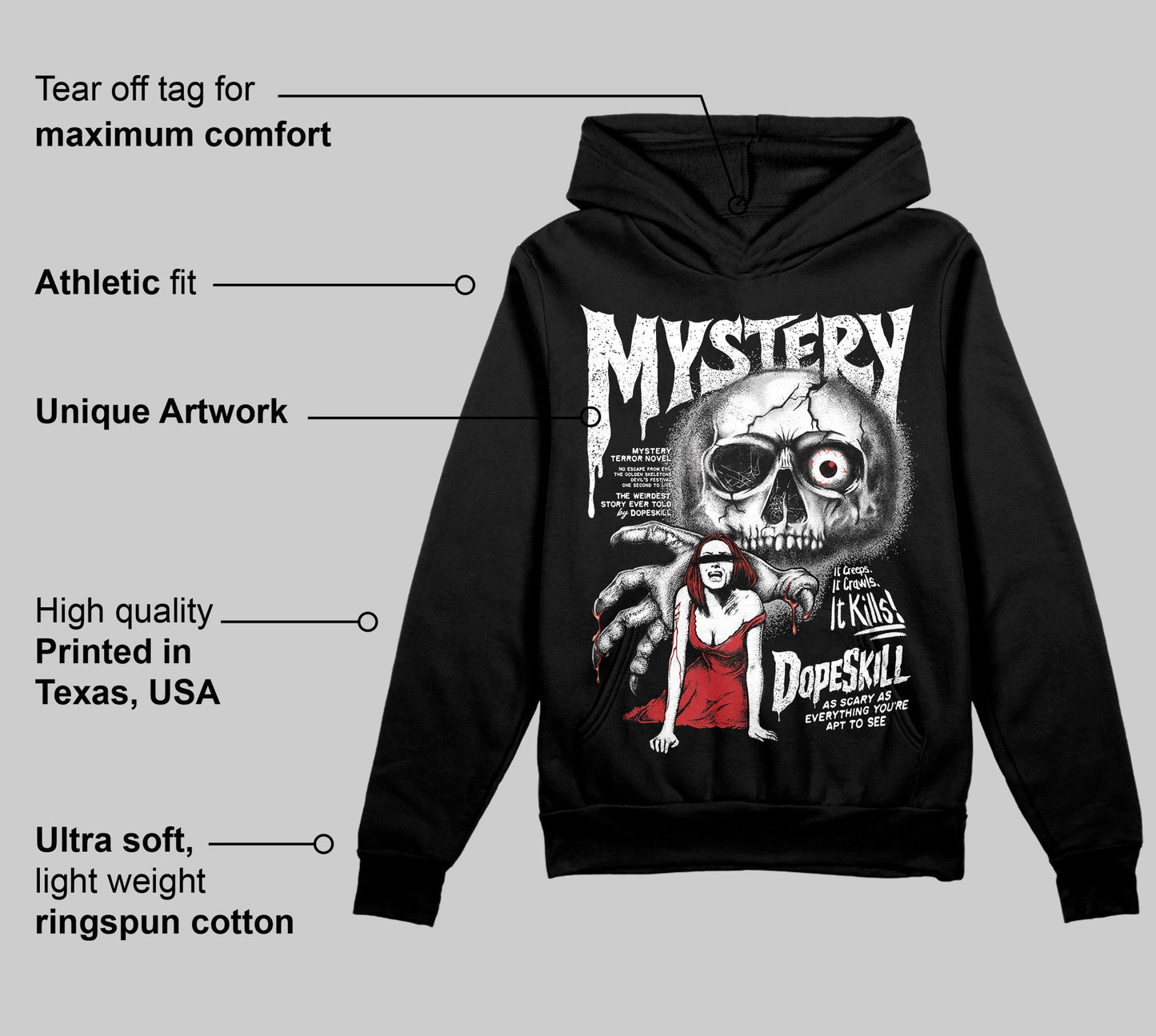 Bred Velvet 11s DopeSkill Hoodie Sweatshirt Mystery Ghostly Grasp Graphic
