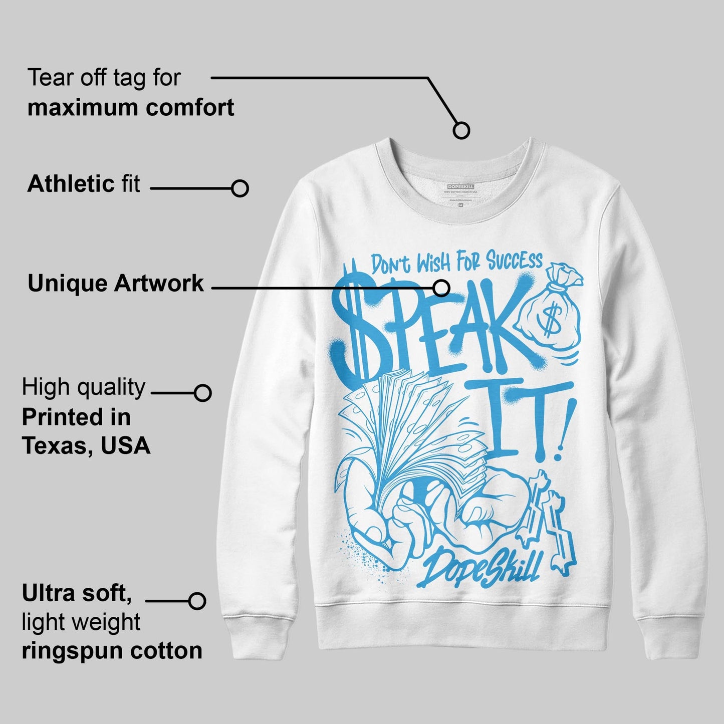 UNC Reimagined 1s DopeSkill Sweatshirt Speak It Graphic