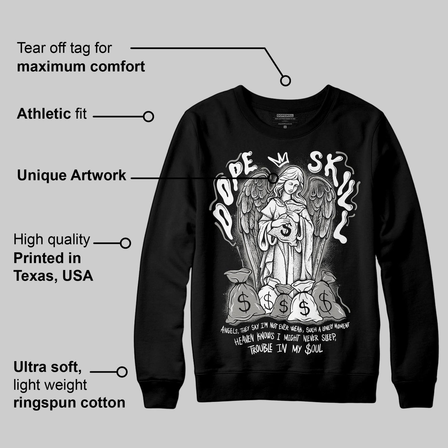 Pure Money 3s DopeSkill Sweatshirt Angels Graphic