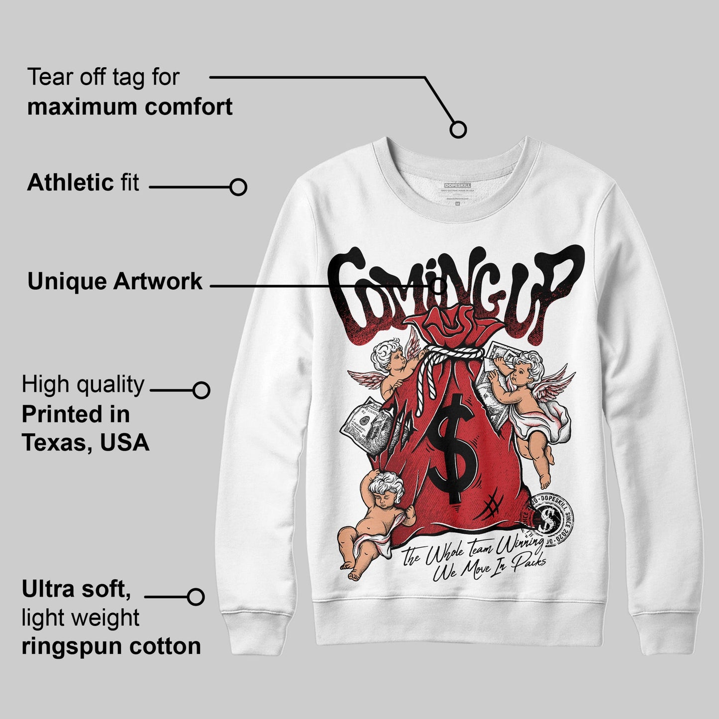 Bred 11s DopeSkill Sweatshirt Money Bag Coming Up Graphic