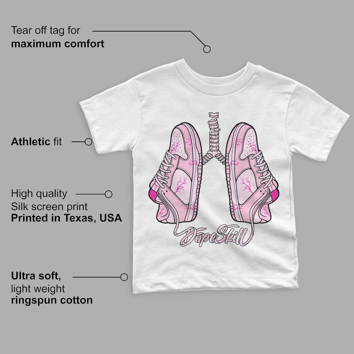 Triple Pink Dunk Low DopeSkill Toddler Kids T-shirt Breathe Graphic