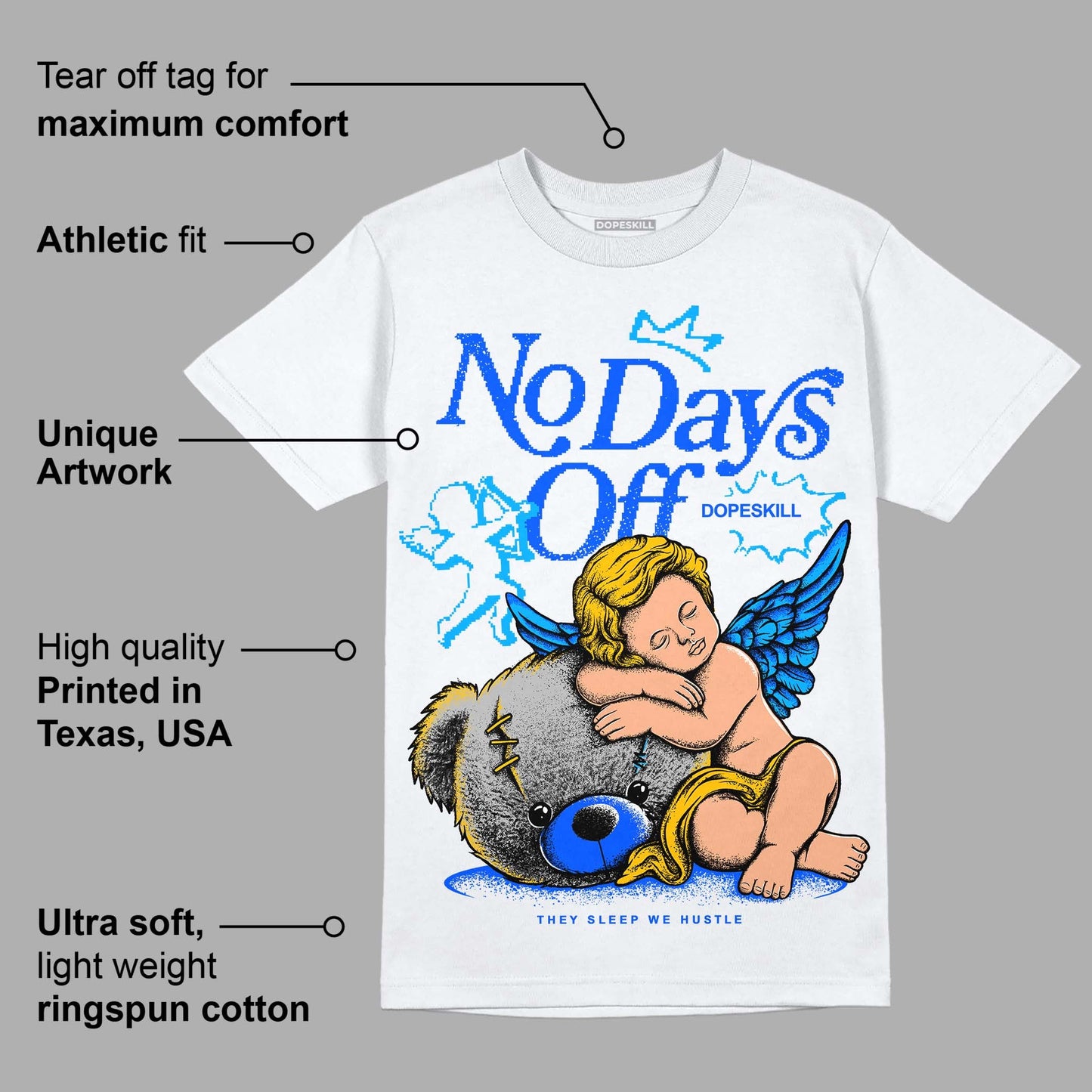Royal Blue Collection DopeSkill T-Shirt New No Days Off Graphic