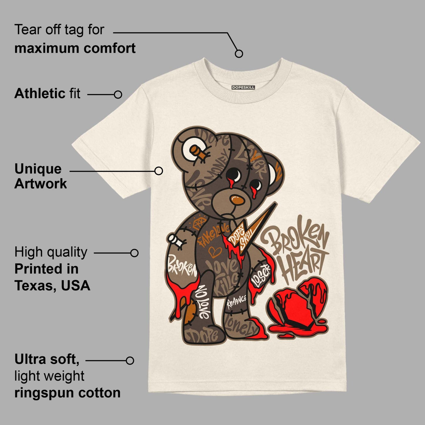 AJ 1 Low OG ‚ÄúReverse Mocha‚Äù DopeSkill Sail T-shirt Broken Heart Graphic