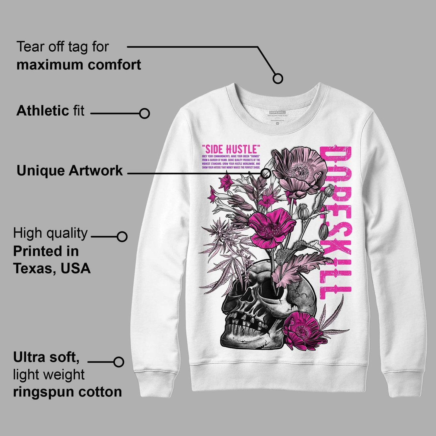 Triple Pink Dunk Low DopeSkill Sweatshirt Side Hustle Graphic