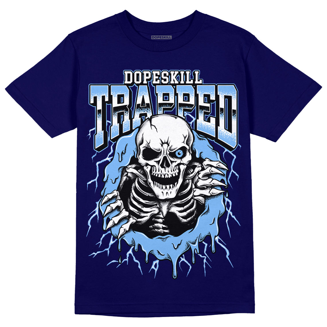 AJ 6 University Blue DopeSkill College Navy T-Shirt Trapped Halloween Graphic