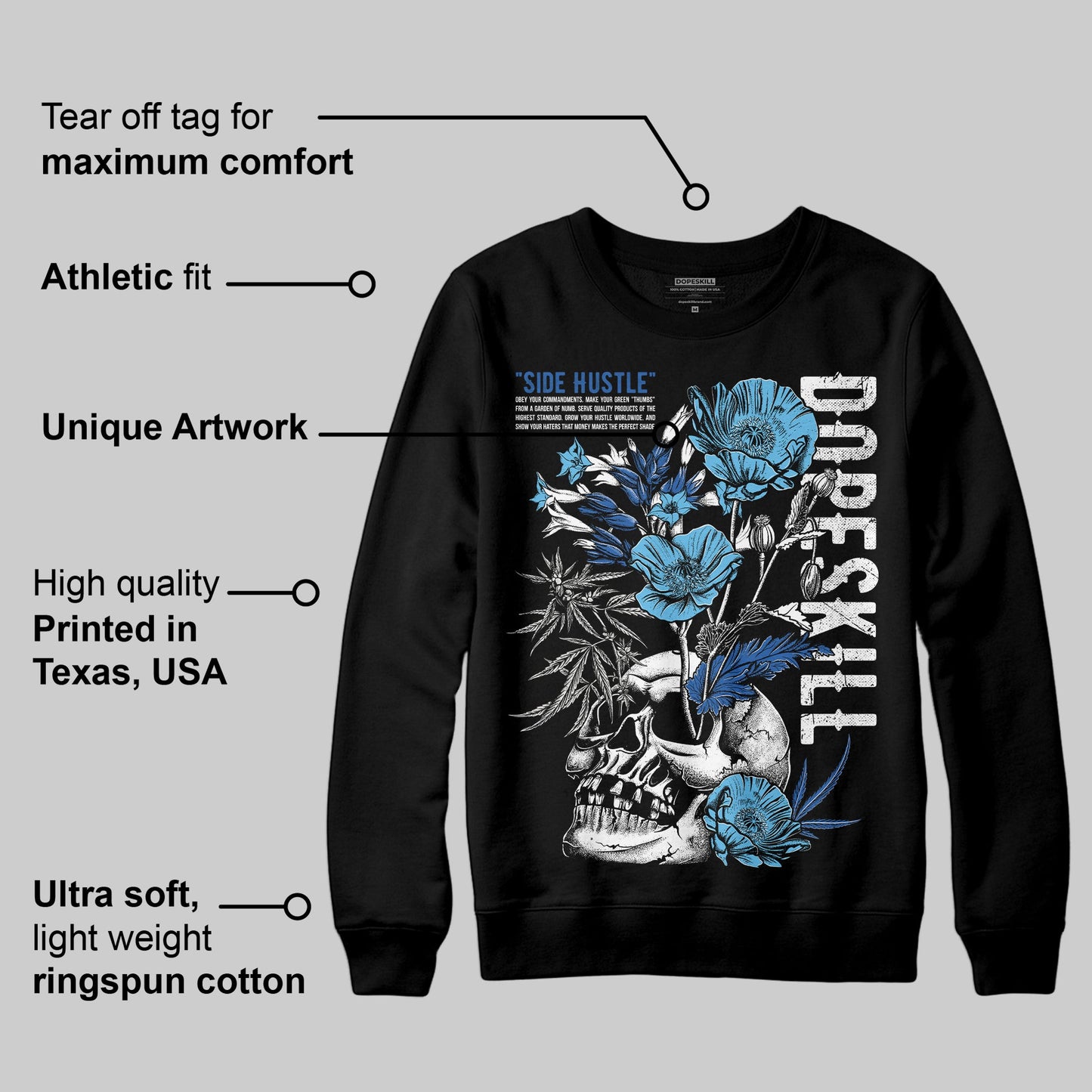 Blueberry 12s DopeSkill Sweatshirt Side Hustle Graphic