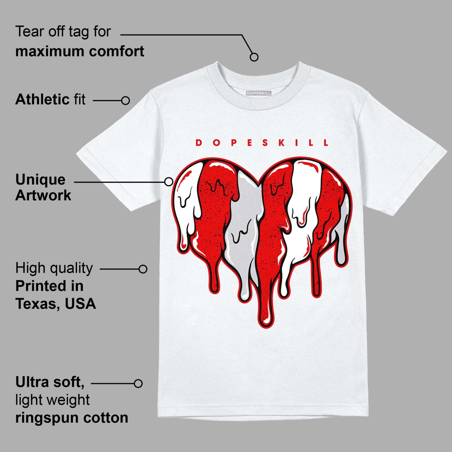 Red Cement 4S DopeSkill T-Shirt Slime Drip Heart Graphic