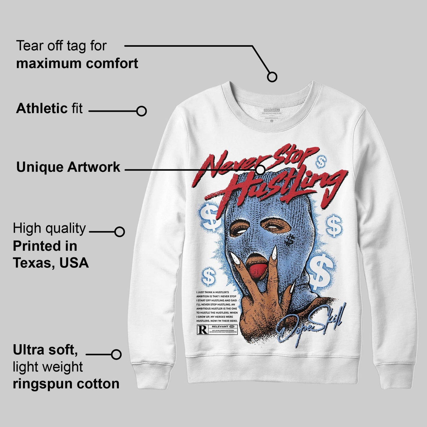 Forget Me Not 4s DopeSkill Sweatshirt Never Stop Hustling Graphic