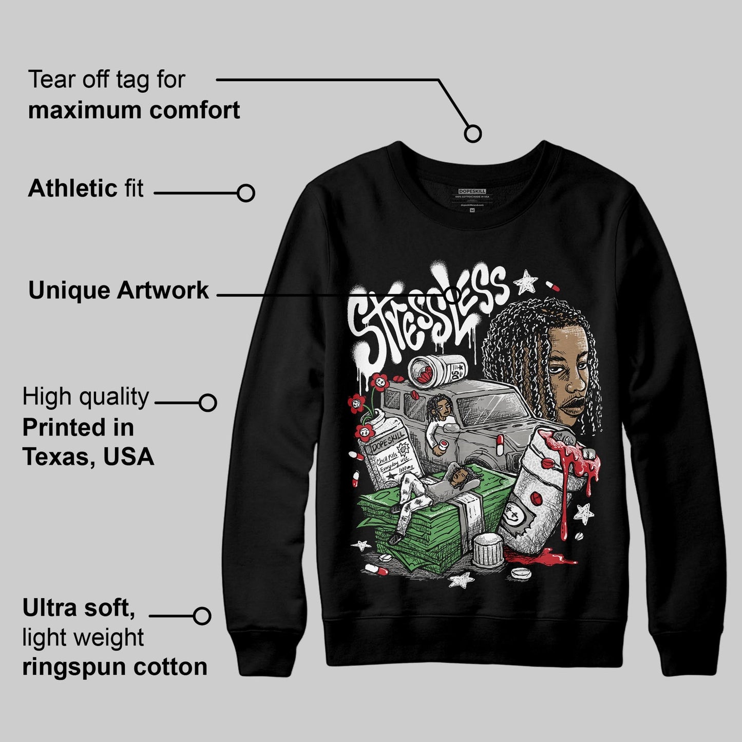 Pure Money 3s DopeSkill Sweatshirt Stressless Graphic