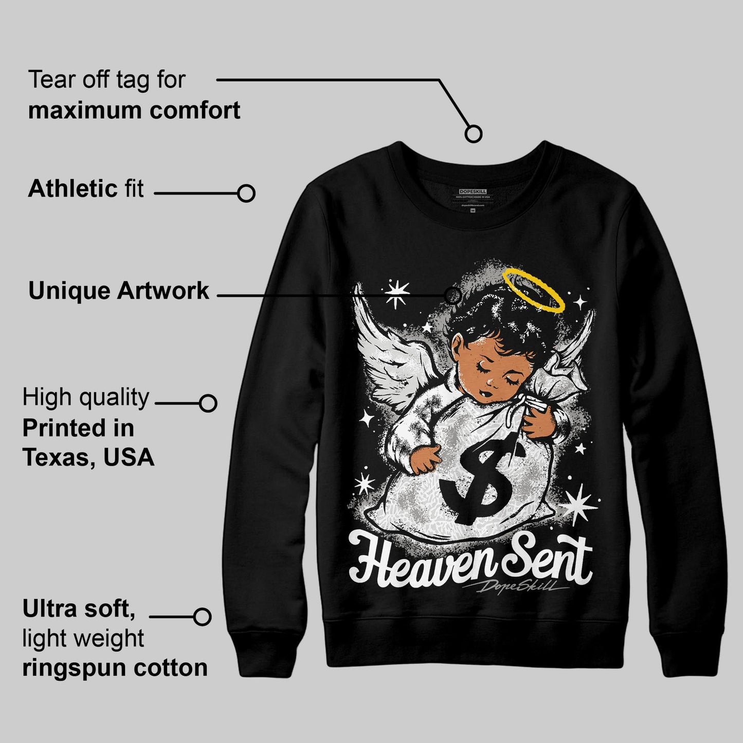 Pure Money 3s DopeSkill Sweatshirt Heaven Sent Graphic