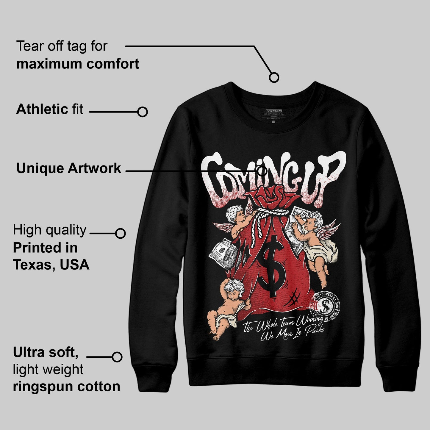 Black Toe Reimagined 1s DopeSkill Sweatshirt Money Bag Coming Up Graphic