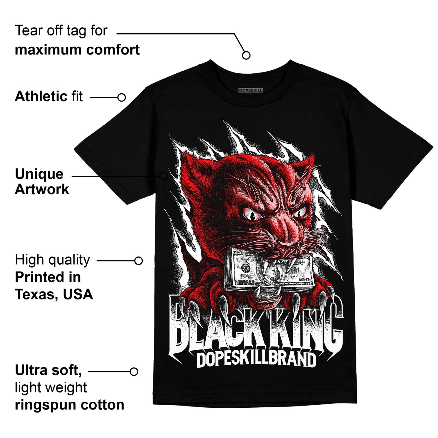 Black and White Collection DopeSkill T-Shirt Black King Graphic