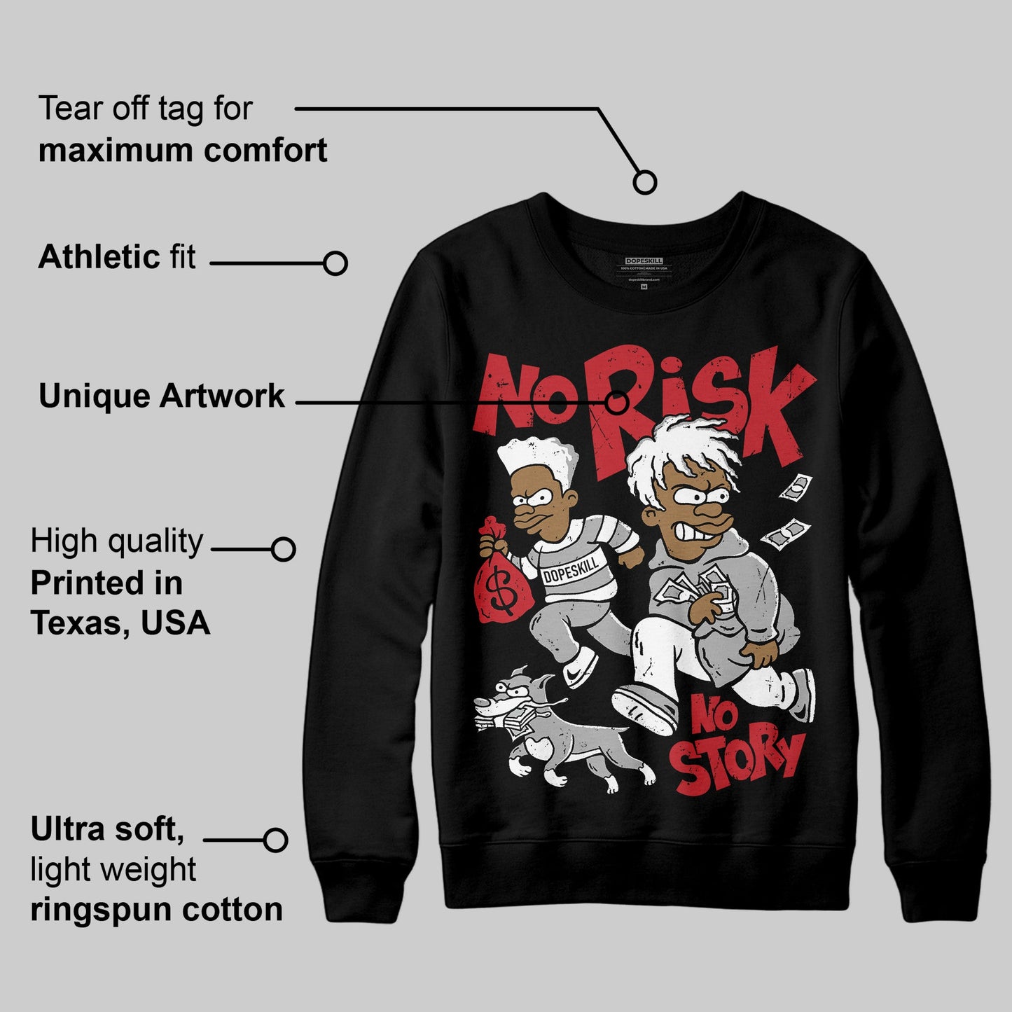 Bred Velvet 11s DopeSkill Sweatshirt No Risk No Story Graphic