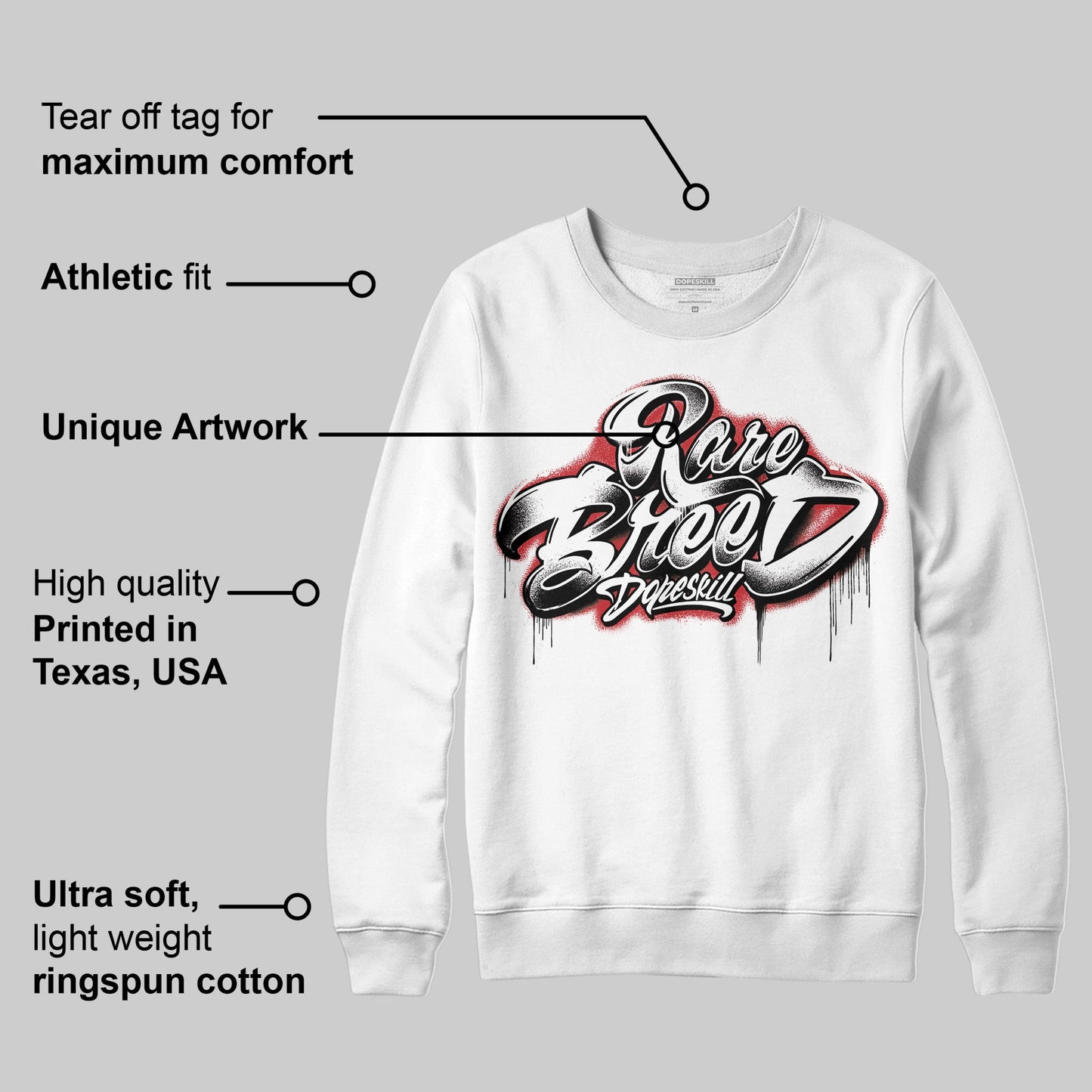 Bred 11s DopeSkill Sweatshirt Rare Breed Type Graphic