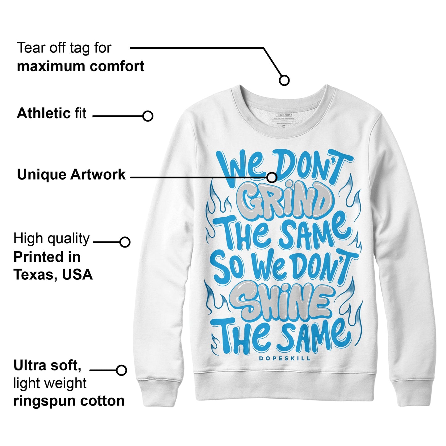 Military Blue 4s DopeSkill Sweatshirt Grind Shine Graphic