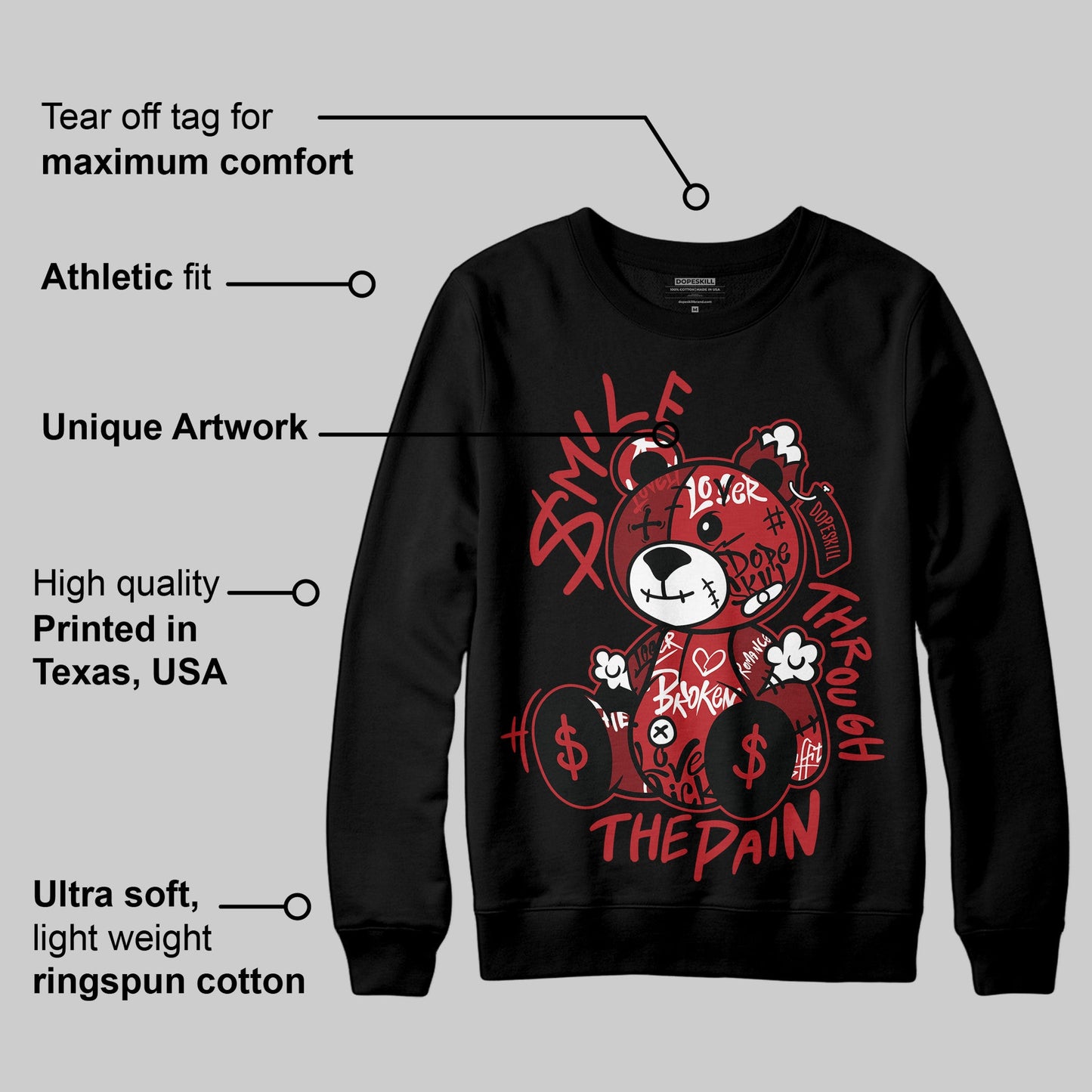 Flu Game 12s DopeSkill Sweatshirt Smile Through The Pain Graphic