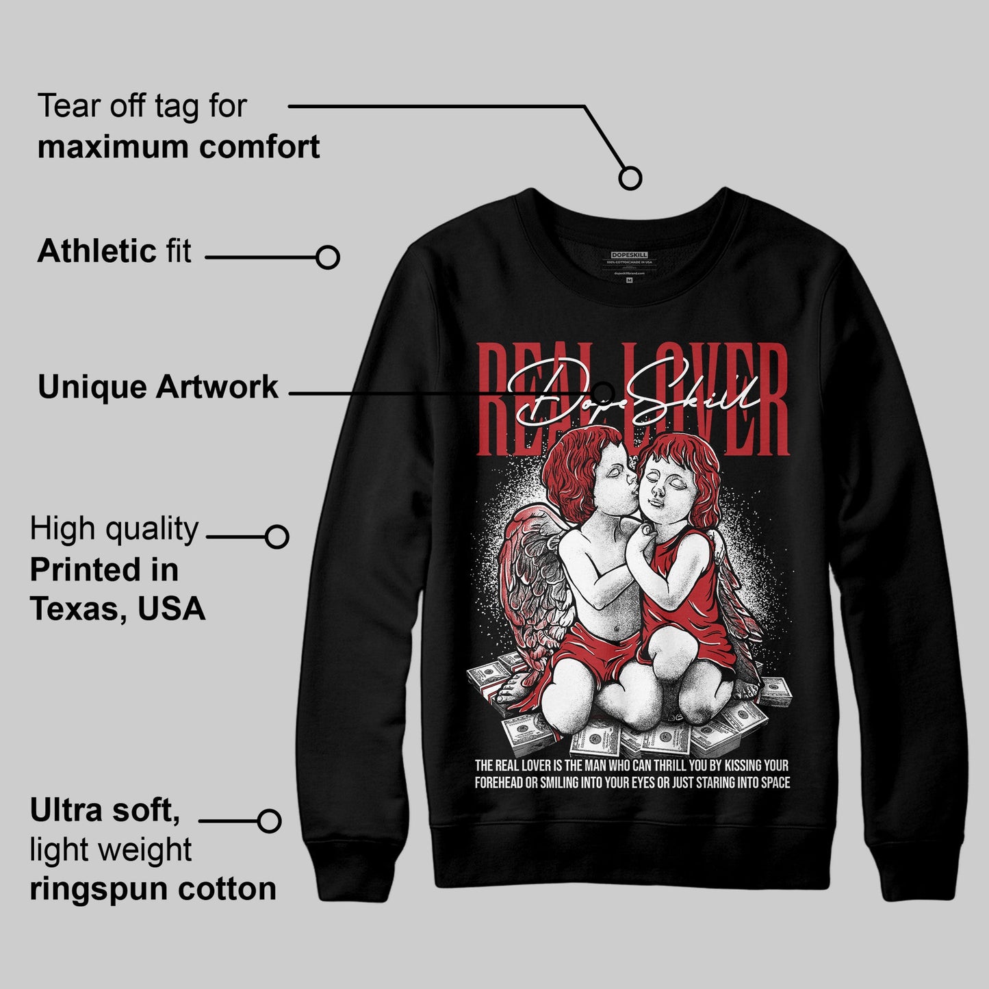 Black Toe Reimagined 1s DopeSkill Sweatshirt Real Lover Graphic