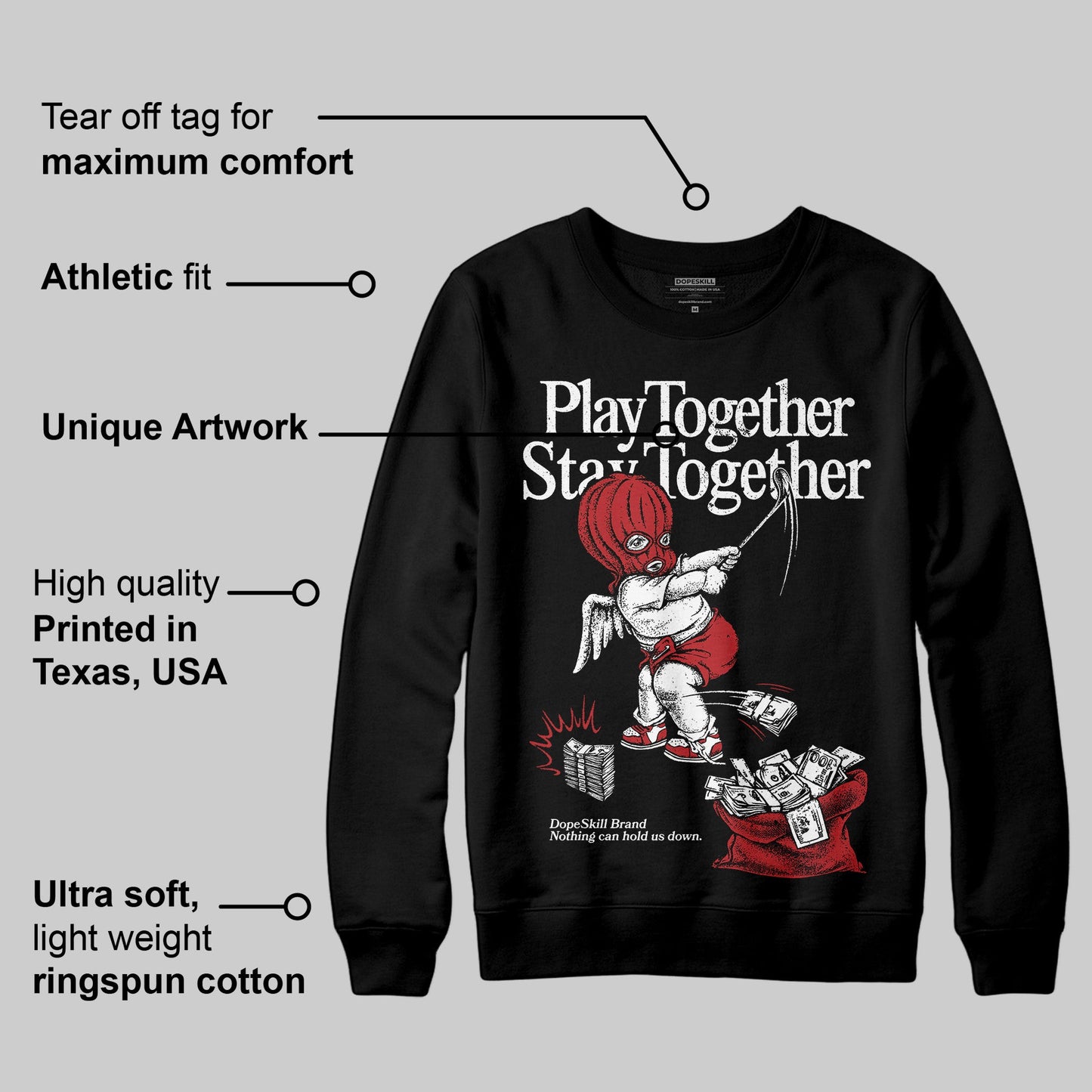 Flu Game 12s DopeSkill Sweatshirt Play together, Stay together Graphic