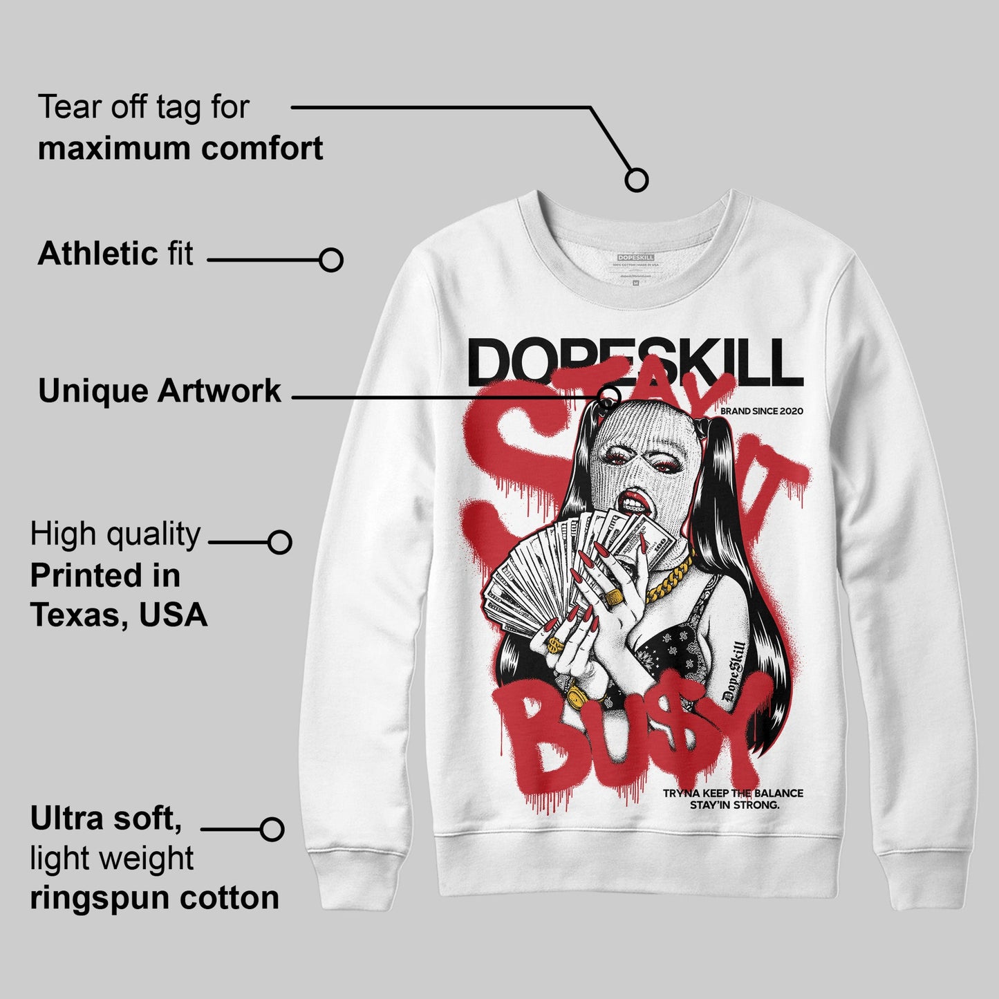 Bred 11s DopeSkill Sweatshirt Stay It Busy Graphic