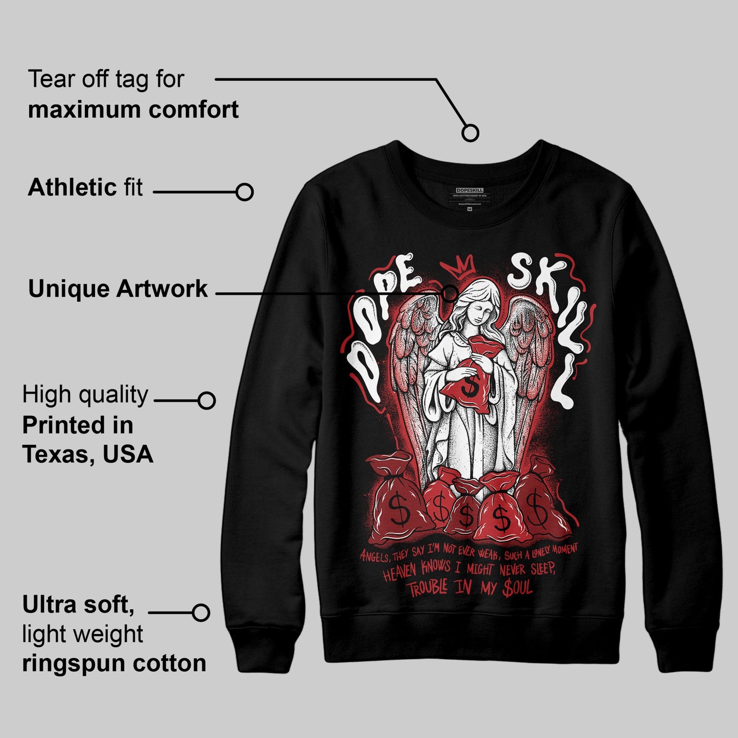 Flu Game 12s DopeSkill Sweatshirt Angels Graphic
