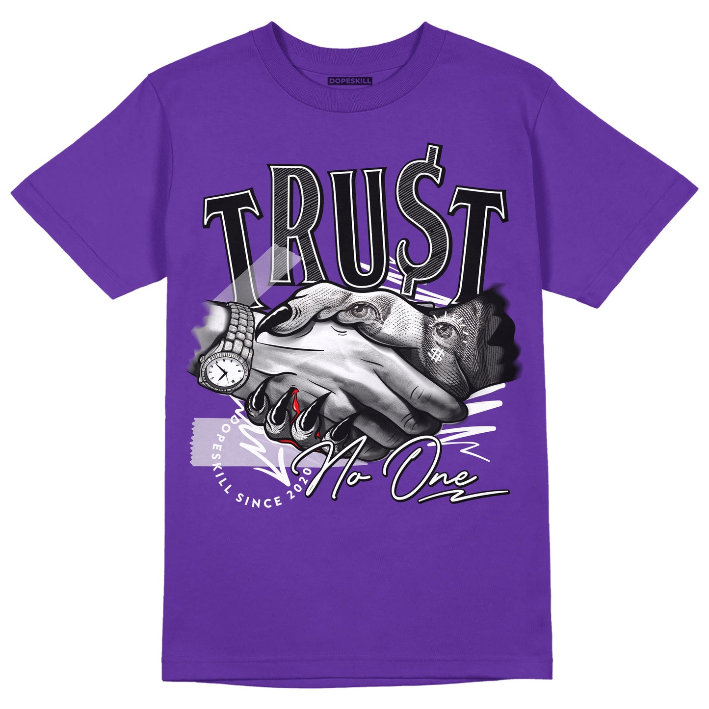 PURPLE Collection DopeSkill Purple T-shirt Trust No One Graphic
