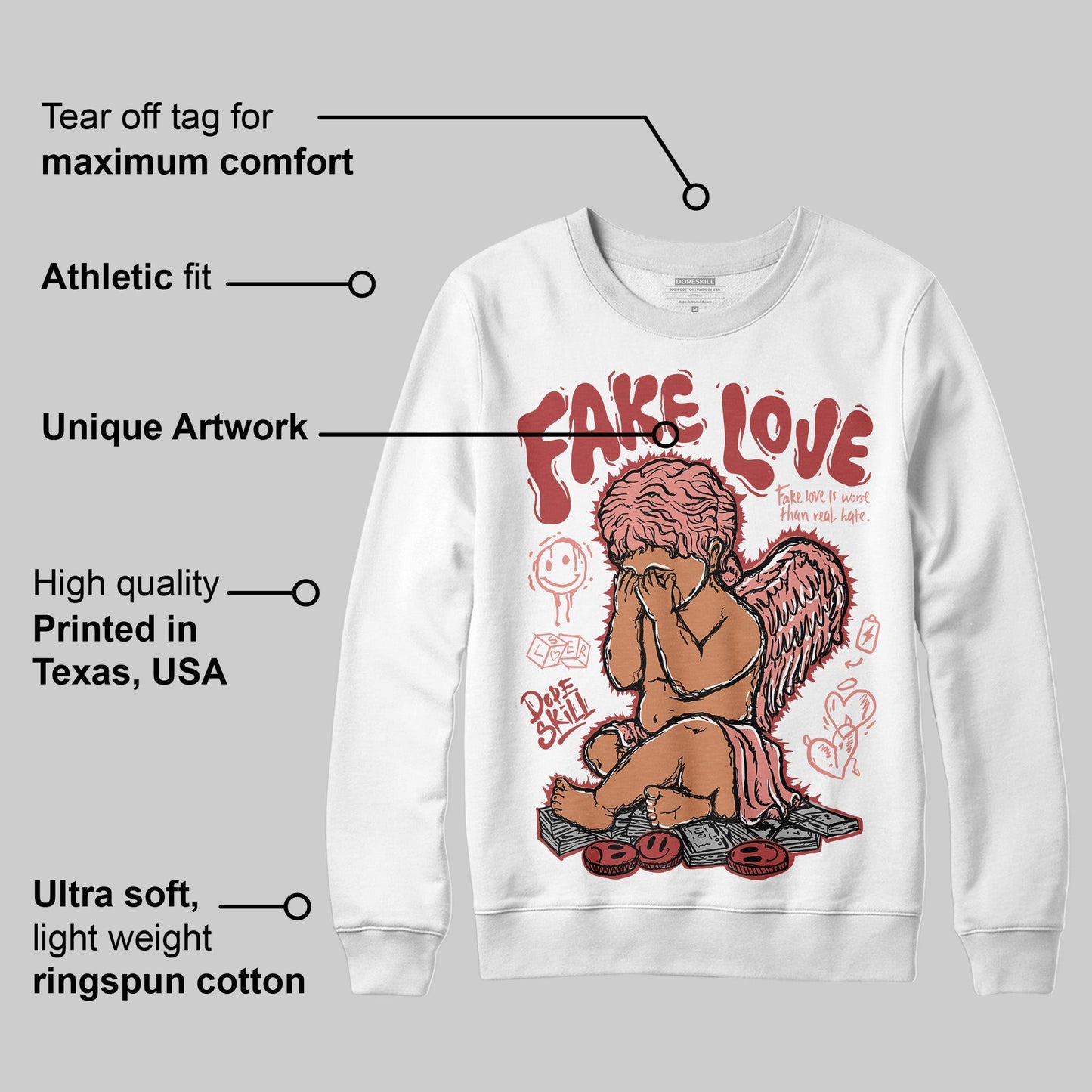 Dune Red 13s DopeSkill Sweatshirt False Love Graphic