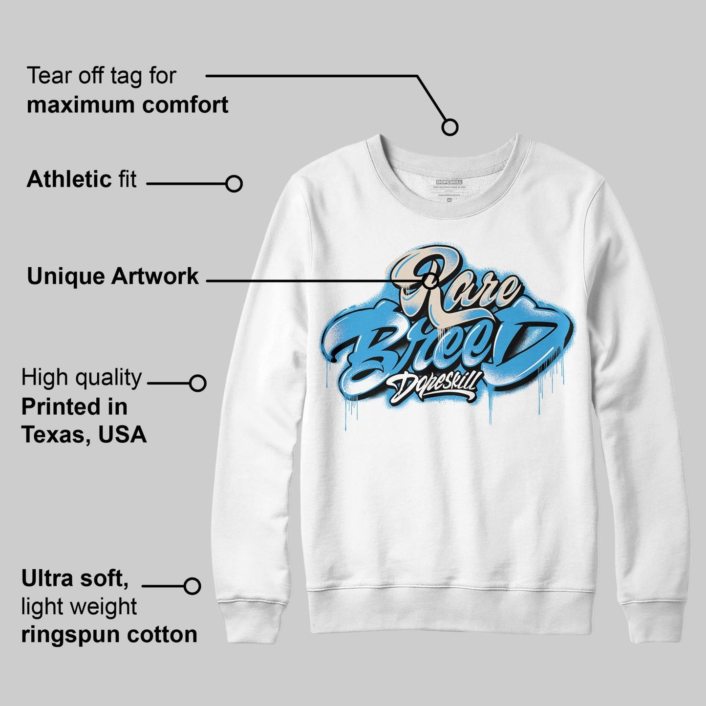 UNC Reimagined 1s DopeSkill Sweatshirt Rare Breed Type Graphic