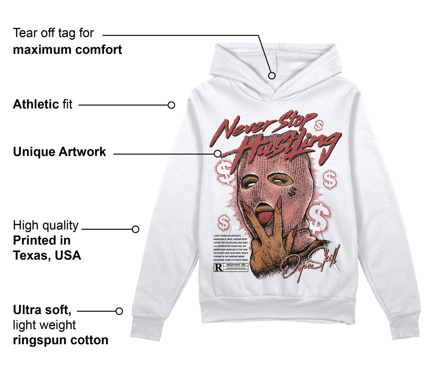 Dune Red 13s DopeSkill Hoodie Sweatshirt Never Stop Hustling Graphic