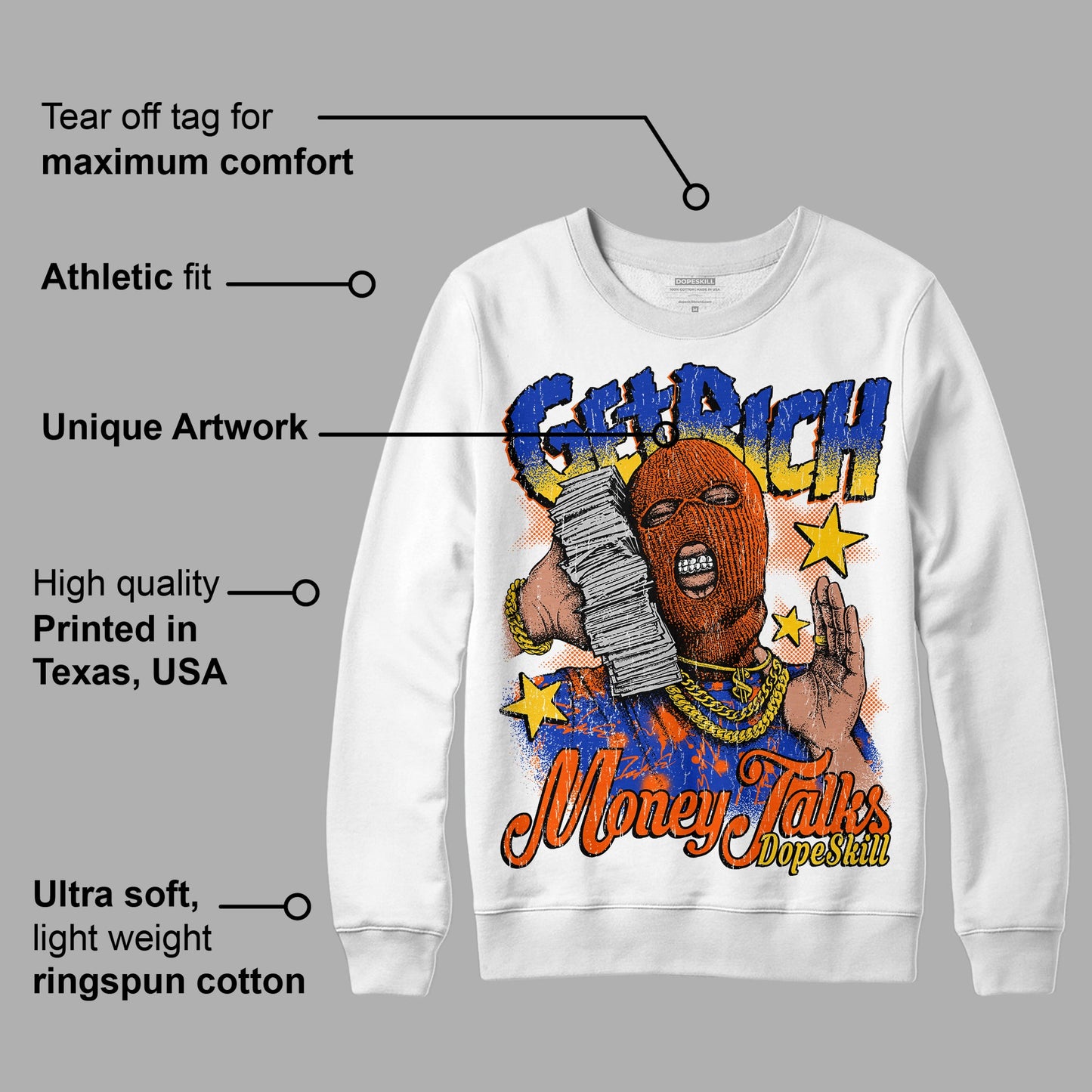 Dunk Low Futura Orange Blaze DopeSkill Sweatshirt Get Rich Graphic