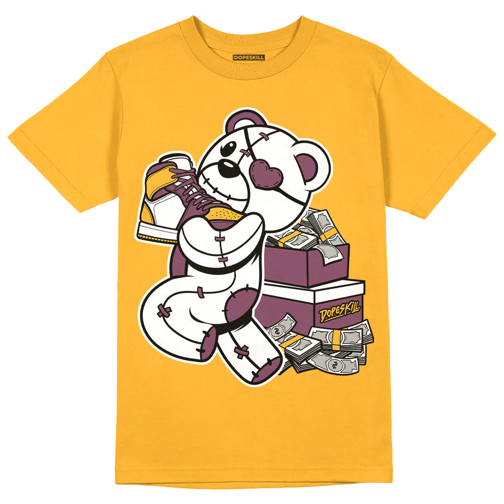 AJ 1 Retro High OG Brotherhood DopeSkill University Gold T-shirt Bear Steals Sneaker Graphic