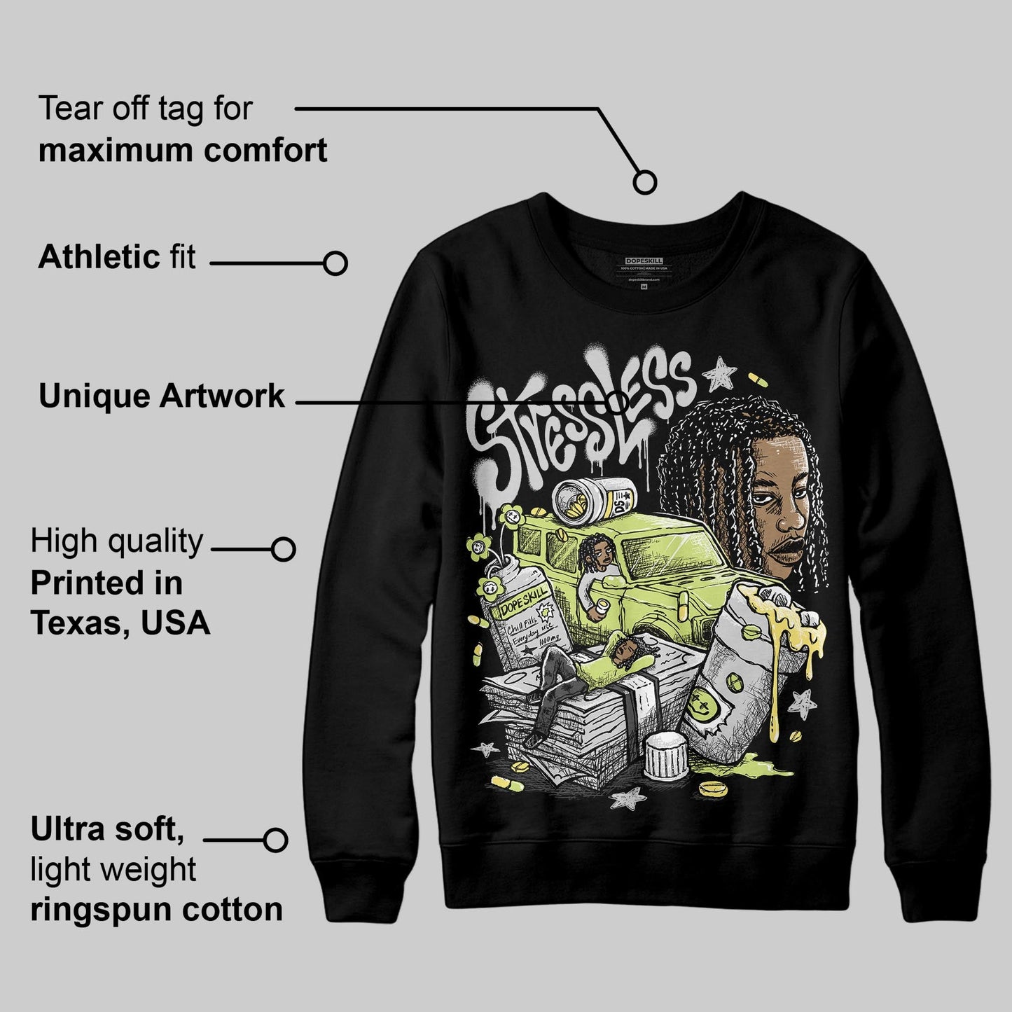 Light Lemon Twist 4s DopeSkill Sweatshirt Stressless Graphic