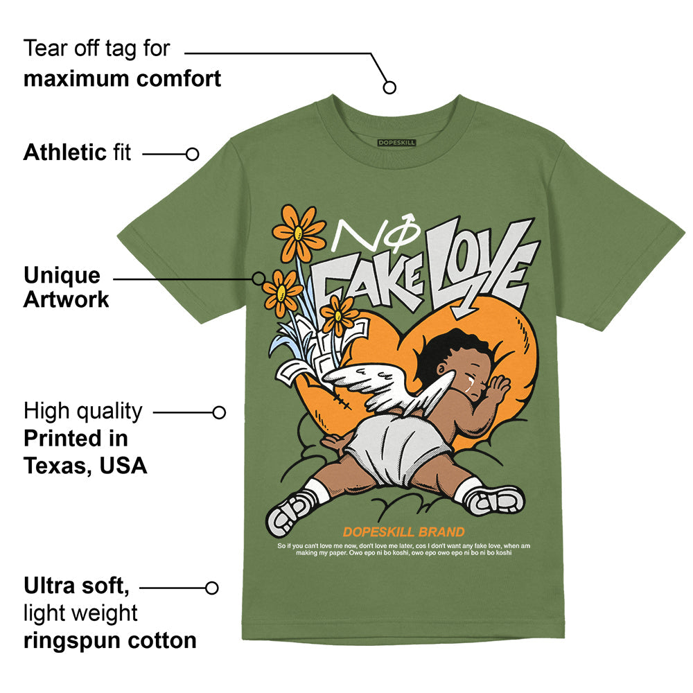 Olive 5s DopeSkill Olive T-shirt No Fake Love Graphic