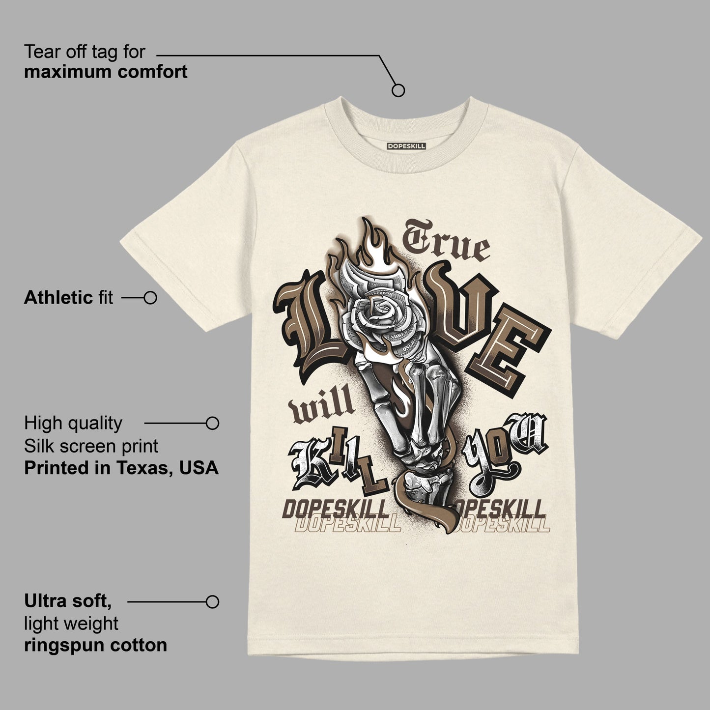 AJ 1 Low OG ‚ÄúReverse Mocha‚Äù DopeSkill Sail T-shirt True Love Will Kill You Graphic