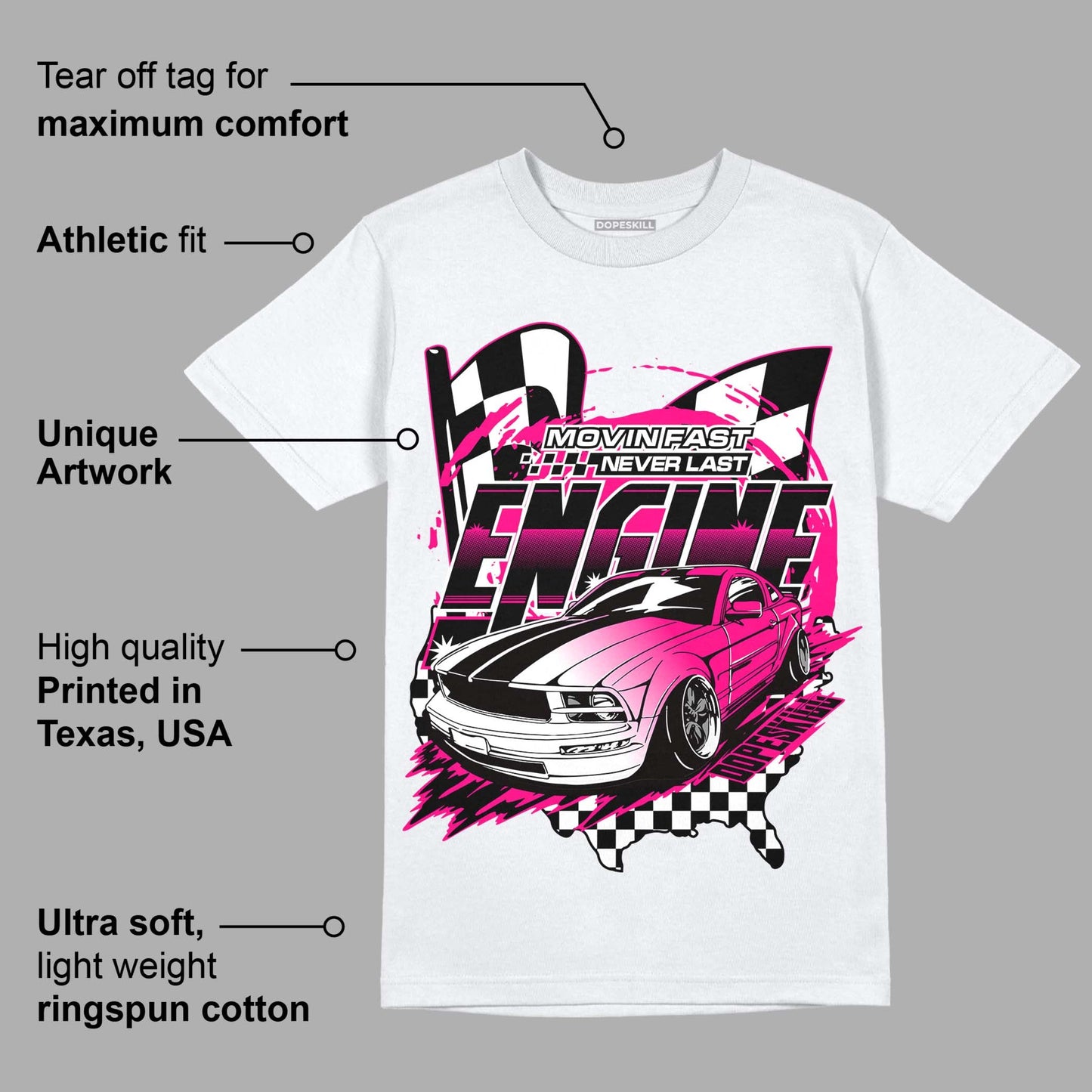 Fierce Pink 1s DopeSkill T-Shirt ENGINE Tshirt Graphic