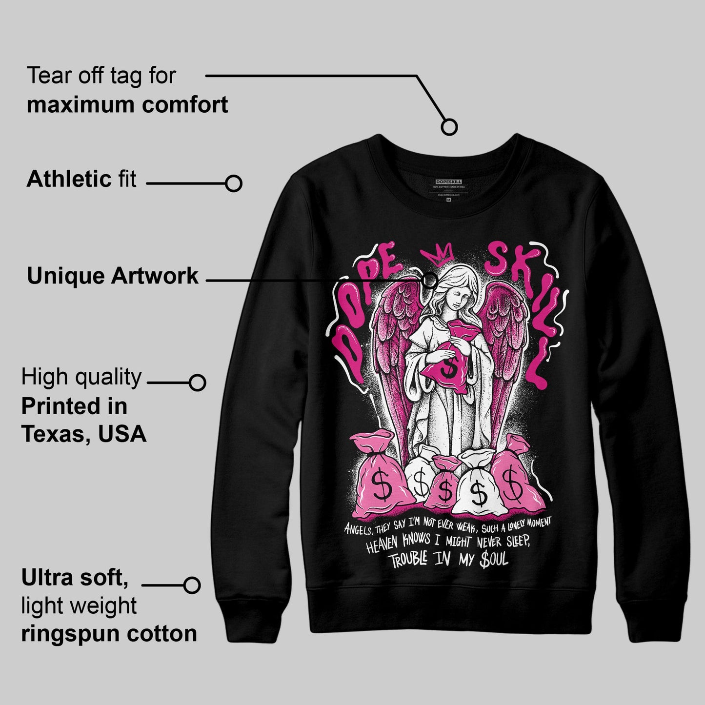 Rick RO Pink Leather Sneakers DopeSkill Sweatshirt Angels Graphic