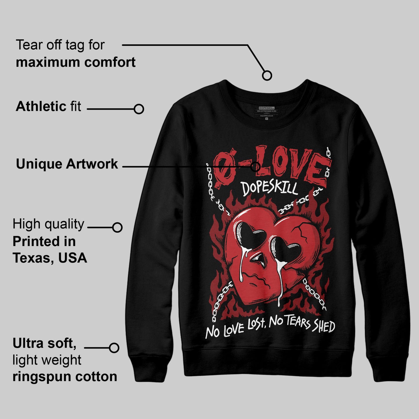 Flu Game 12s DopeSkill Sweatshirt Crying Heart Graphic