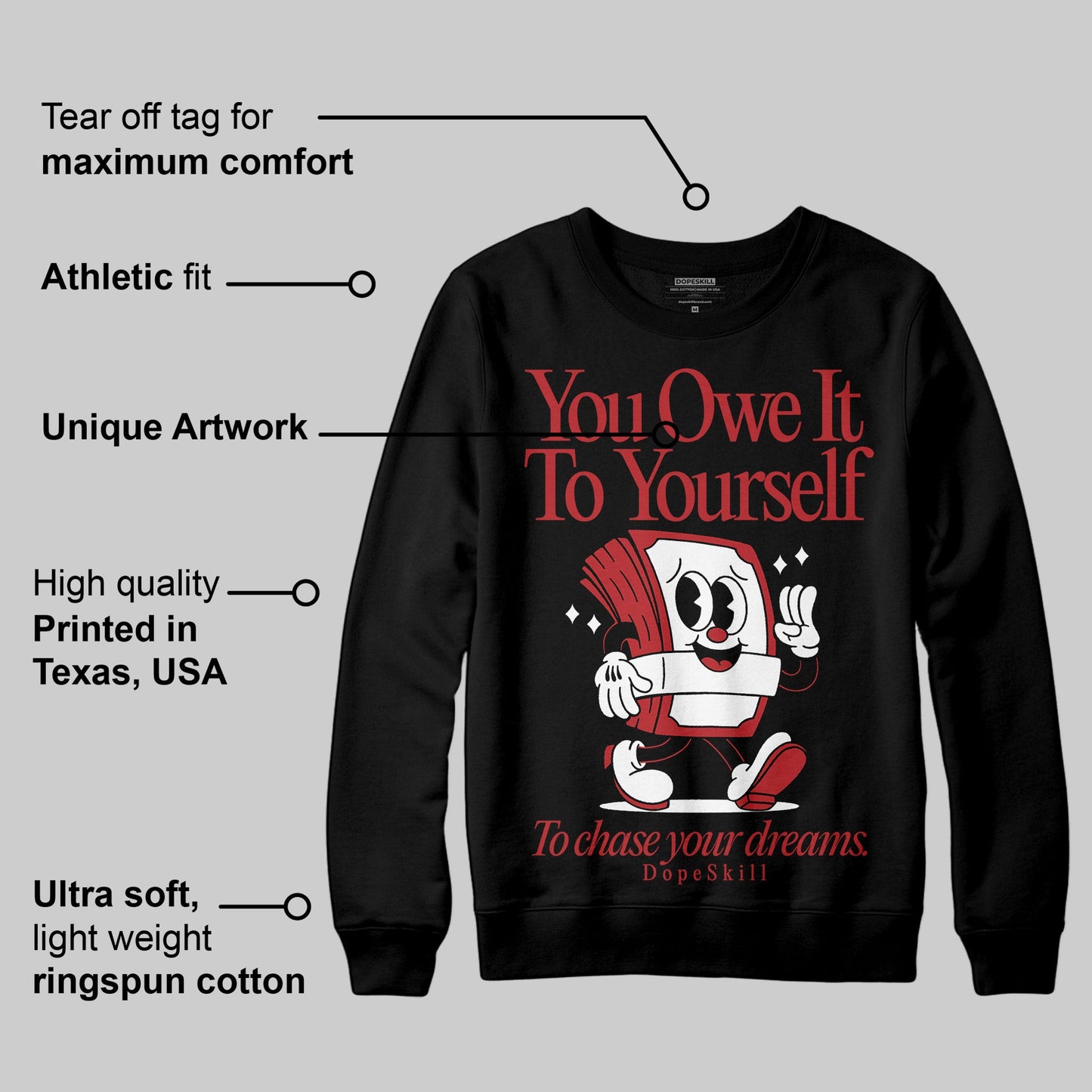 Flu Game 12s DopeSkill Sweatshirt Owe It To Yourself Graphic
