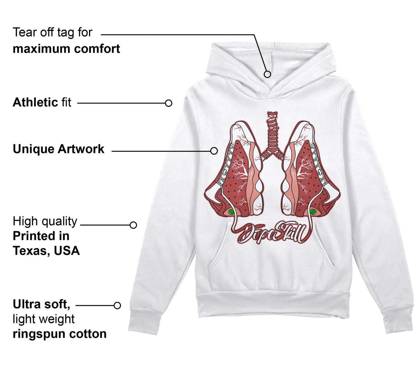 Dune Red 13s DopeSkill Hoodie Sweatshirt Breathe Graphic