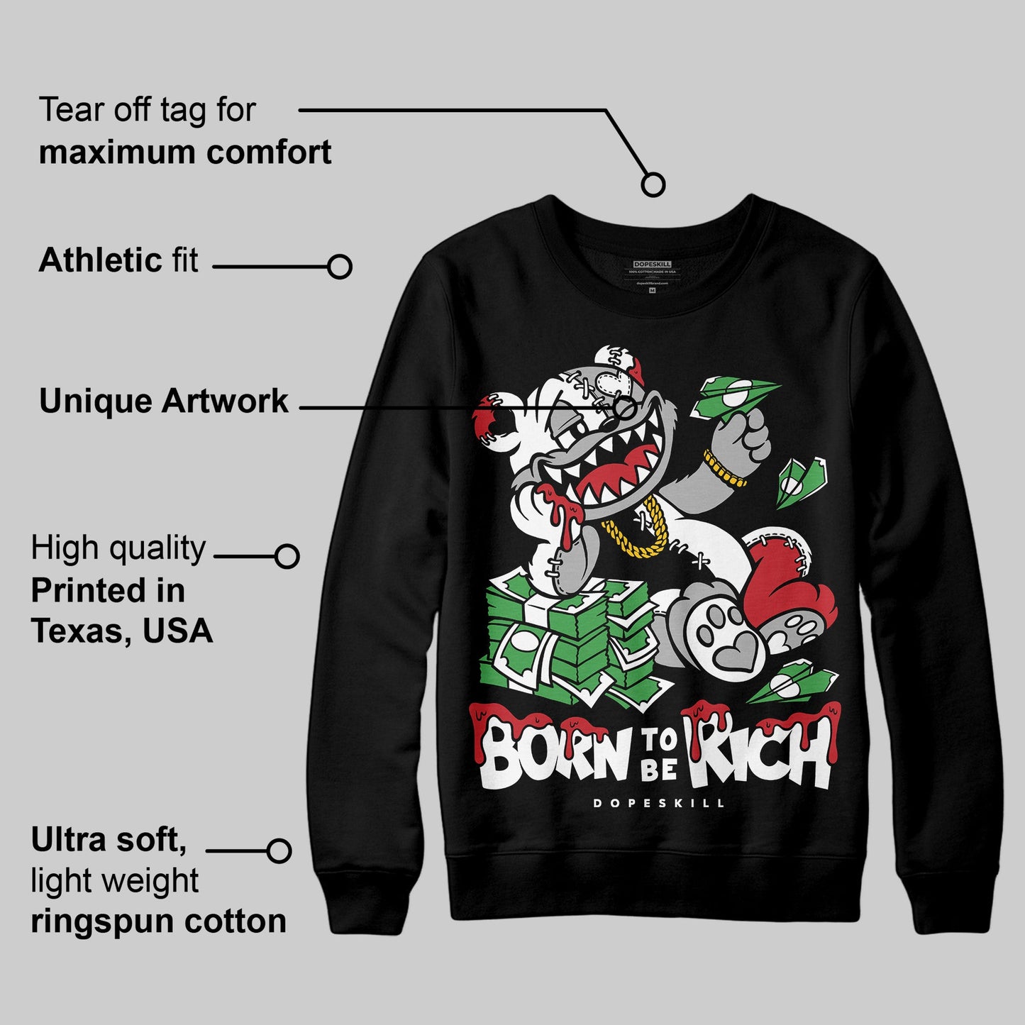 Bred Velvet 11s DopeSkill Sweatshirt Born To Be Rich Graphic