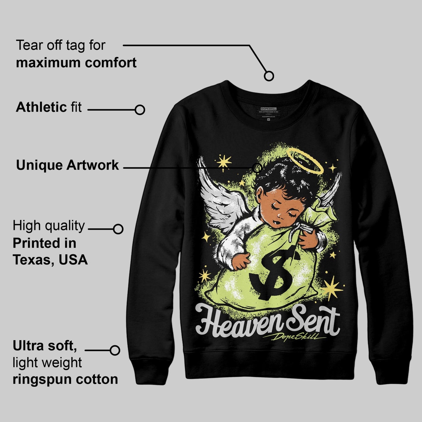 Light Lemon Twist 4s DopeSkill Sweatshirt Heaven Sent Graphic