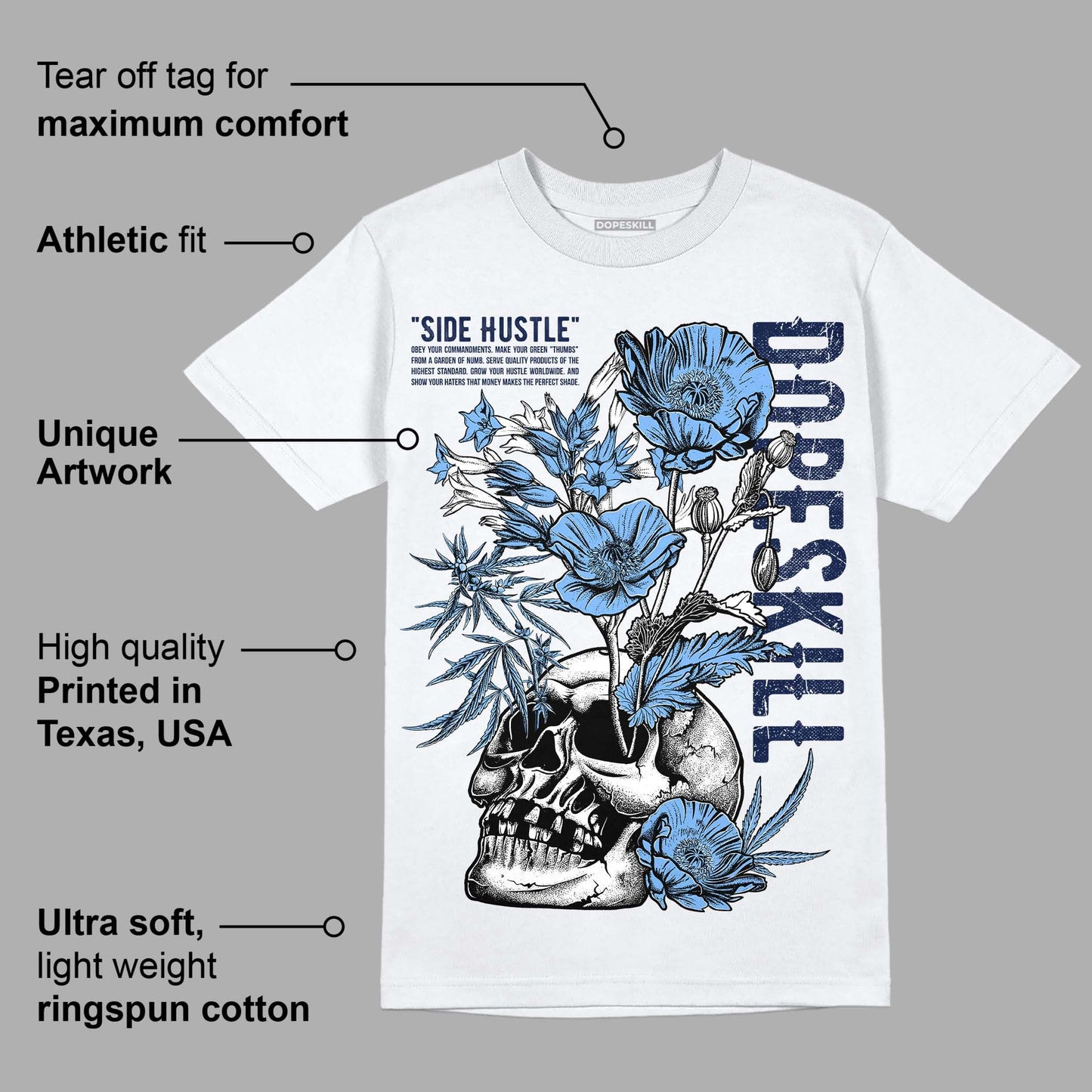 Midnight Navy 5s DopeSkill T-Shirt Side Hustle Graphic