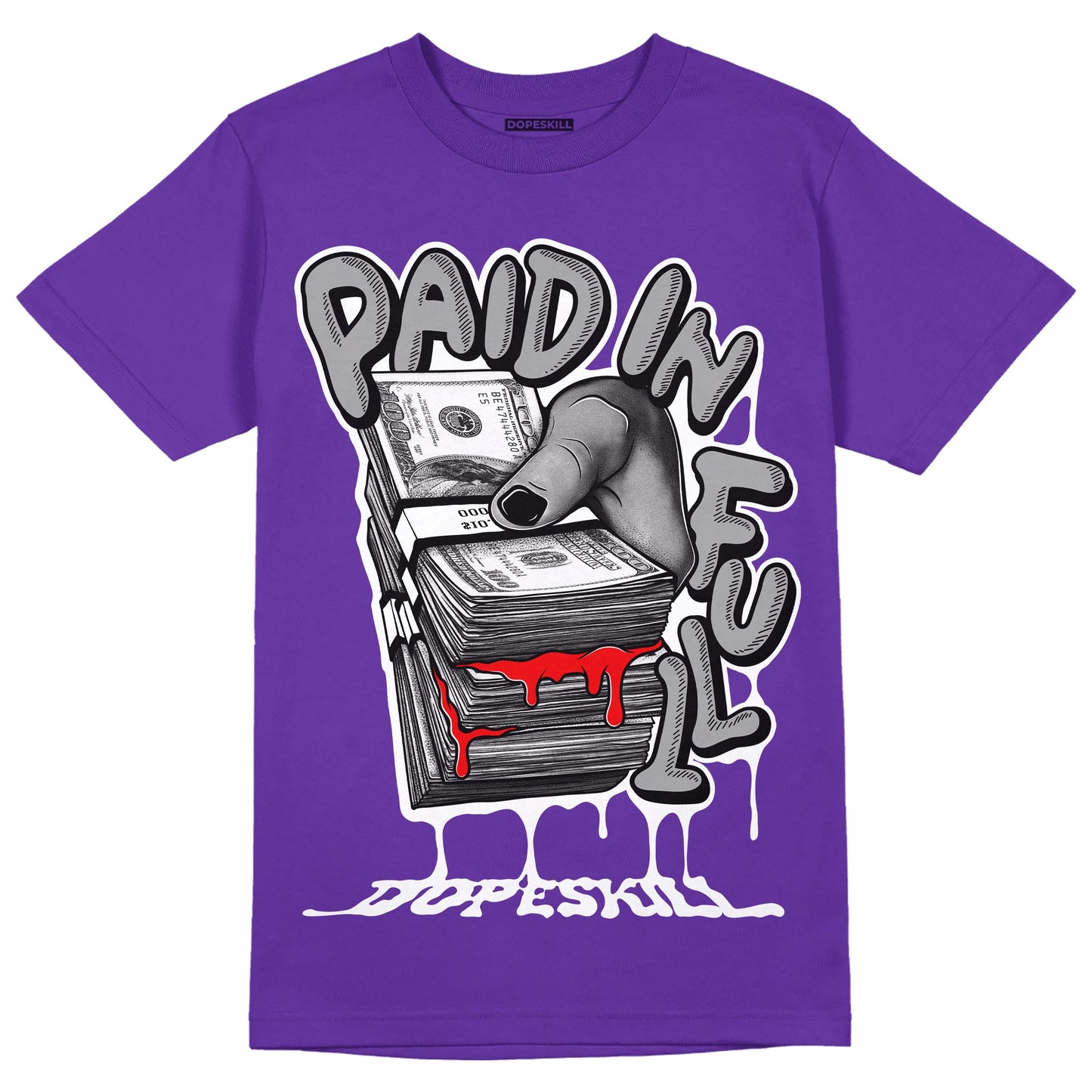 PURPLE Collection DopeSkill Purple T-shirt Paid In Full Graphic