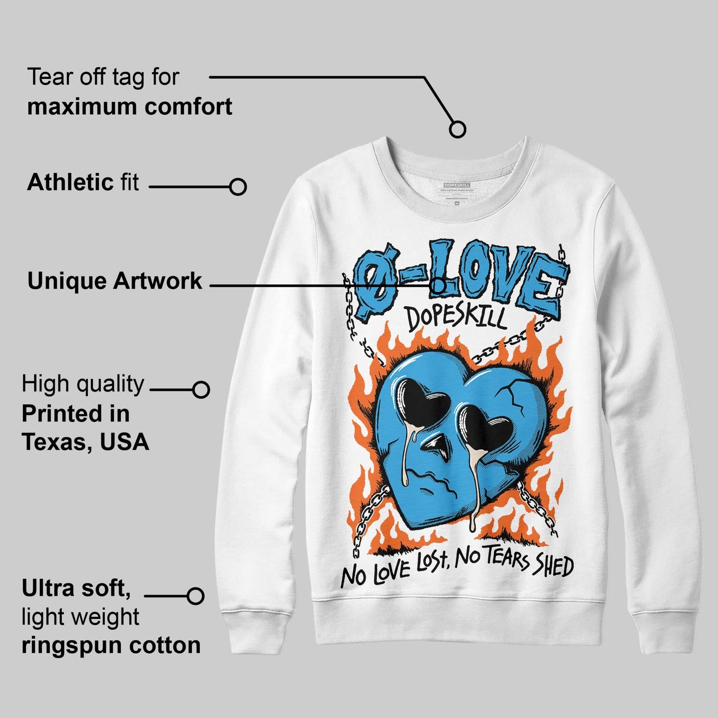 UNC Reimagined 1s DopeSkill Sweatshirt Crying Heart Graphic