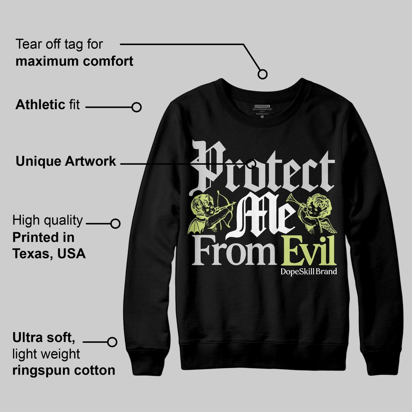 Light Lemon Twist 4s DopeSkill Sweatshirt Protect Me From Evil Graphic