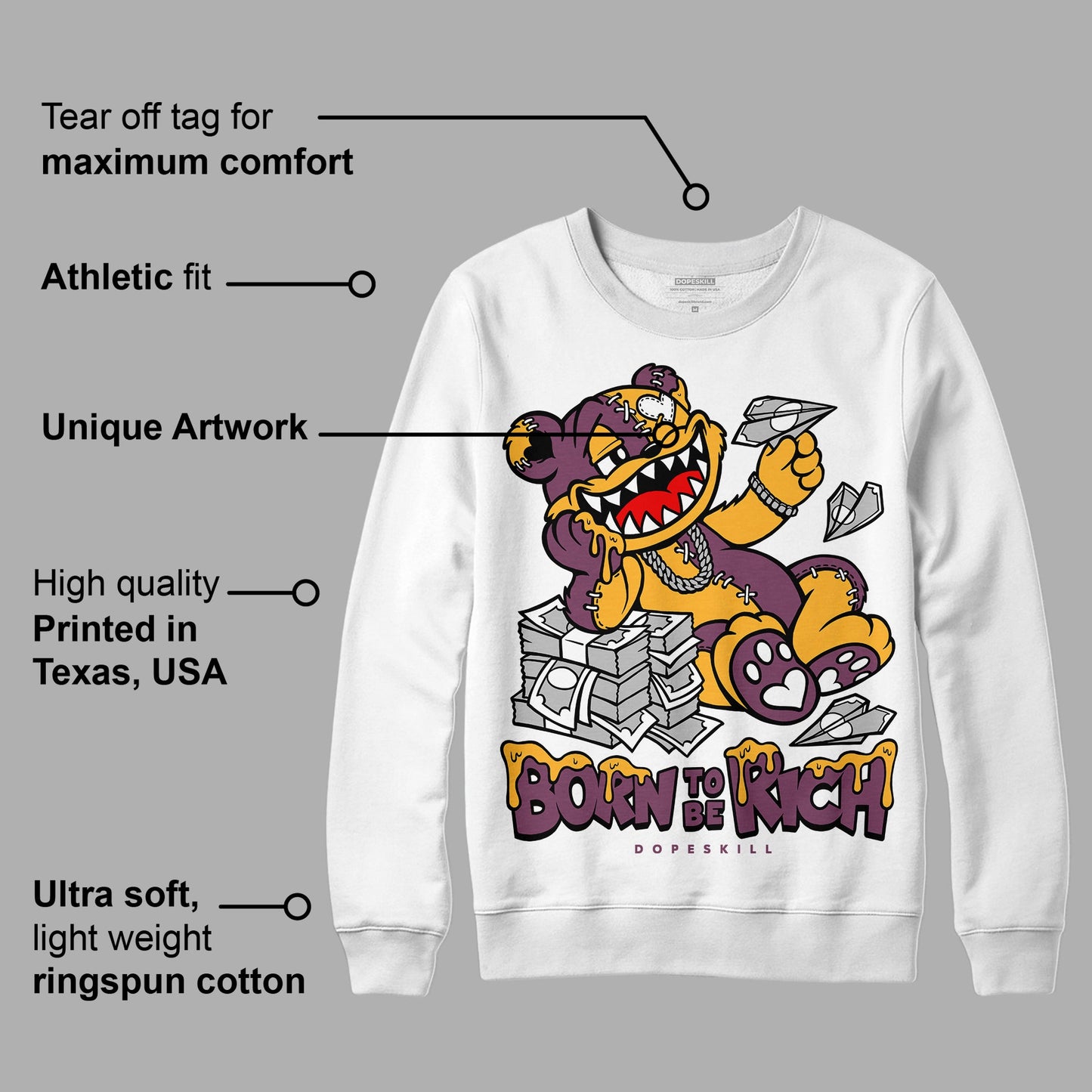 Brotherhood 1s High OG DopeSkill Sweatshirt Born To Be Rich Graphic